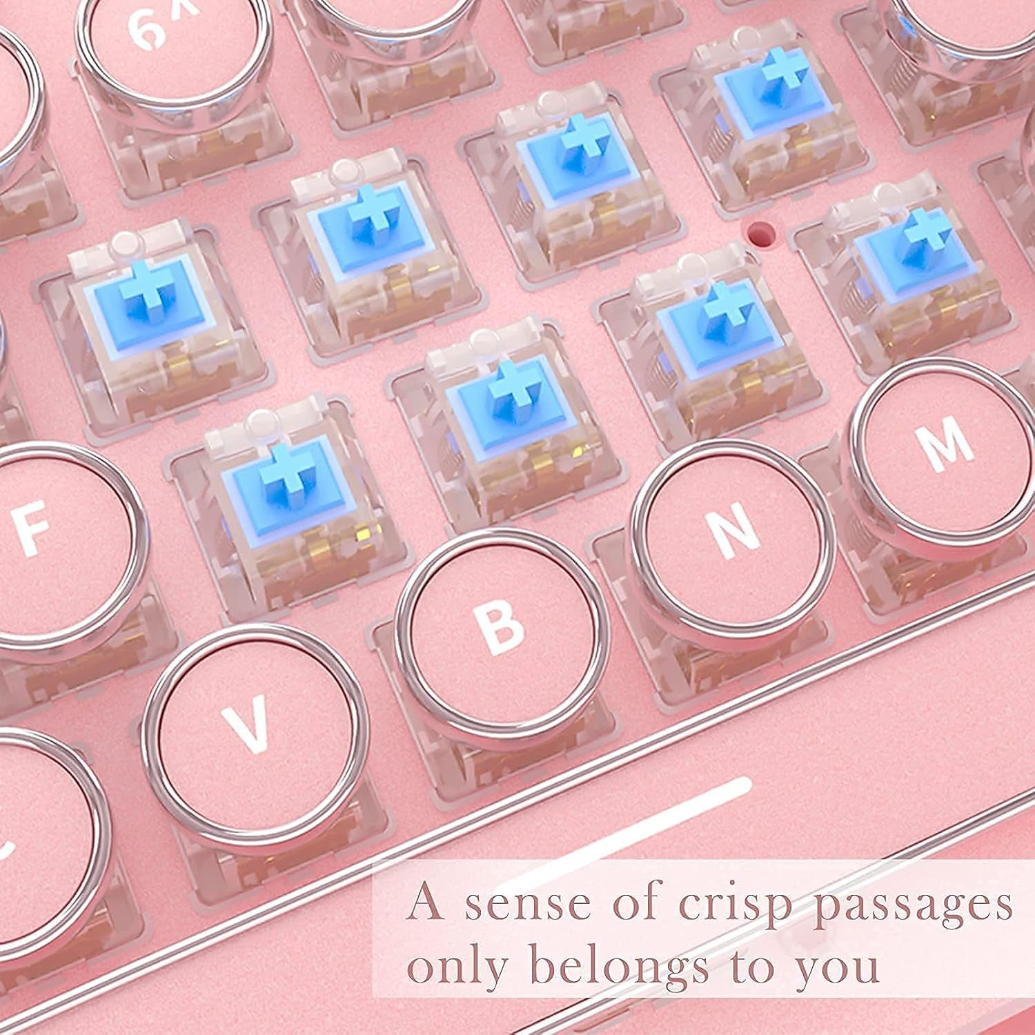 Pink Retro Keycaps for Typewriter Keyboard, Custom Keycaps for Retro DIY Keyboard, Removable Keycaps for 104 Full Size Steampunk Light up Keyboard